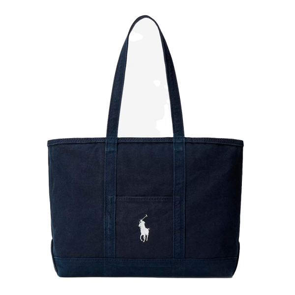 Ralph Lauren Sac fourre-tout en toile avec un grand poney - UNICAN Bleu marine- Ref 176 €